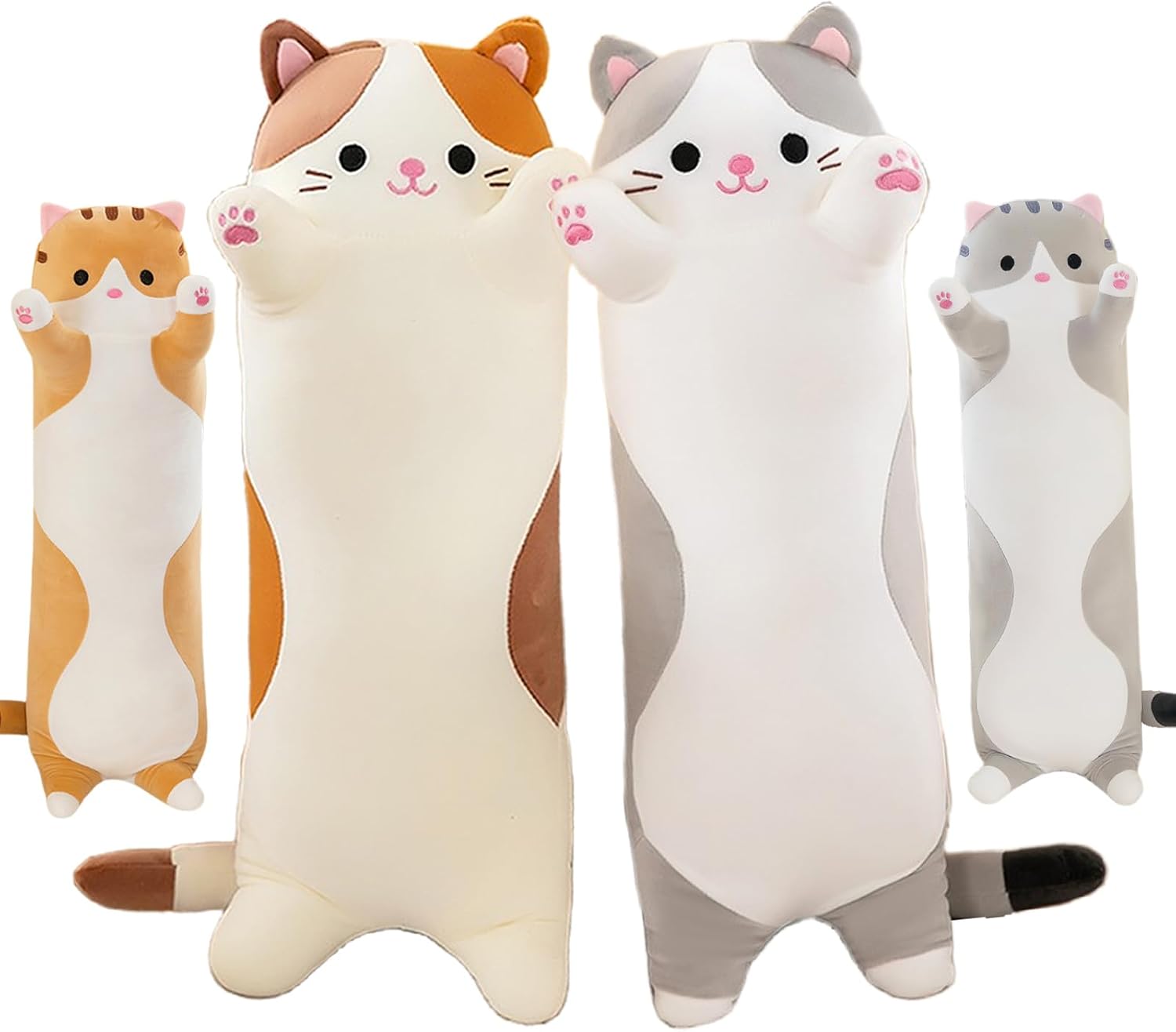 AMOZO Long Cat Plush Pillows, Cute Cat Stuffed Animal Kitten Soft Huggable Cat Plush Toys Pillow for Kids and Adults, 1pcs, 50cmOrange