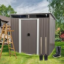 6x5 ft Outdoor Metal Storage Shed with Foundation Frame, Galvanized Steel Tool Shed with Lockable Sliding Door, Transparent Plate and Air Vent, Waterproof Garden Storage House for Backyard, Patio