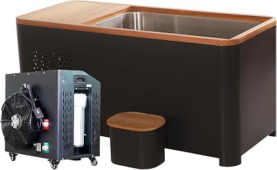 Cedar Cold Plunge Ice Bath Tub with 1.5HP Water Chiller for Daily Recovery, 500L Cold Wooden Outdoor Ice Pod for Adults with Lid, Large Size for Athletes & Everyday Cold Plungers at Home