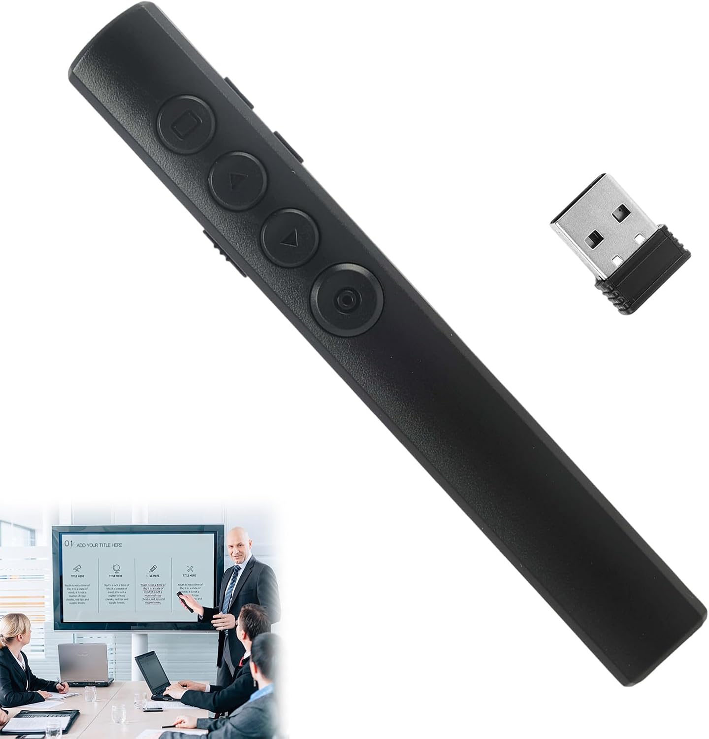 Presentation Clicker for Powerpoint, Wireless Presenter Remote Pointer with 2.4GHz Stable Connection, Essential Presenter Tool for Classroom Conference Halls Exhibition Venues Corporate Training