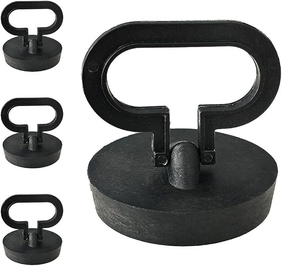 4pcs Silicone Sink Bath Plug with Handle Sink Plug Replacement Pedestal Bathroom Sink Plug for Kitchen Bath Sink Drain Stopper Plug Black (1 3/4 Inch, Drain Plug Size Between 45.5 to 42 mm)