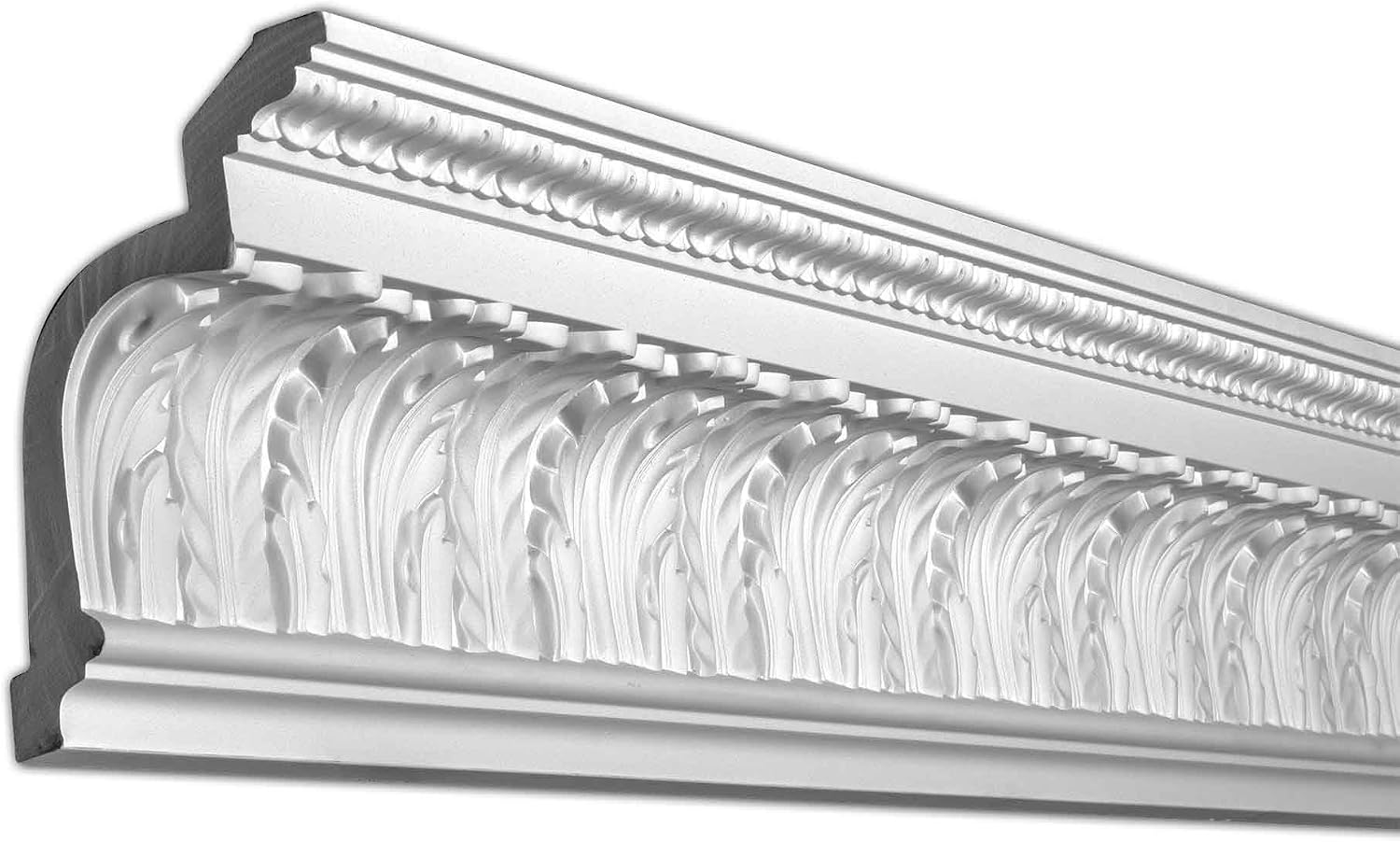 6-1516 in. x 5-14 in. x 96 in. Acanthus and Lambs Tongue Polyurethane Crown Moulding Pro Pack 16 LF 2-Pack