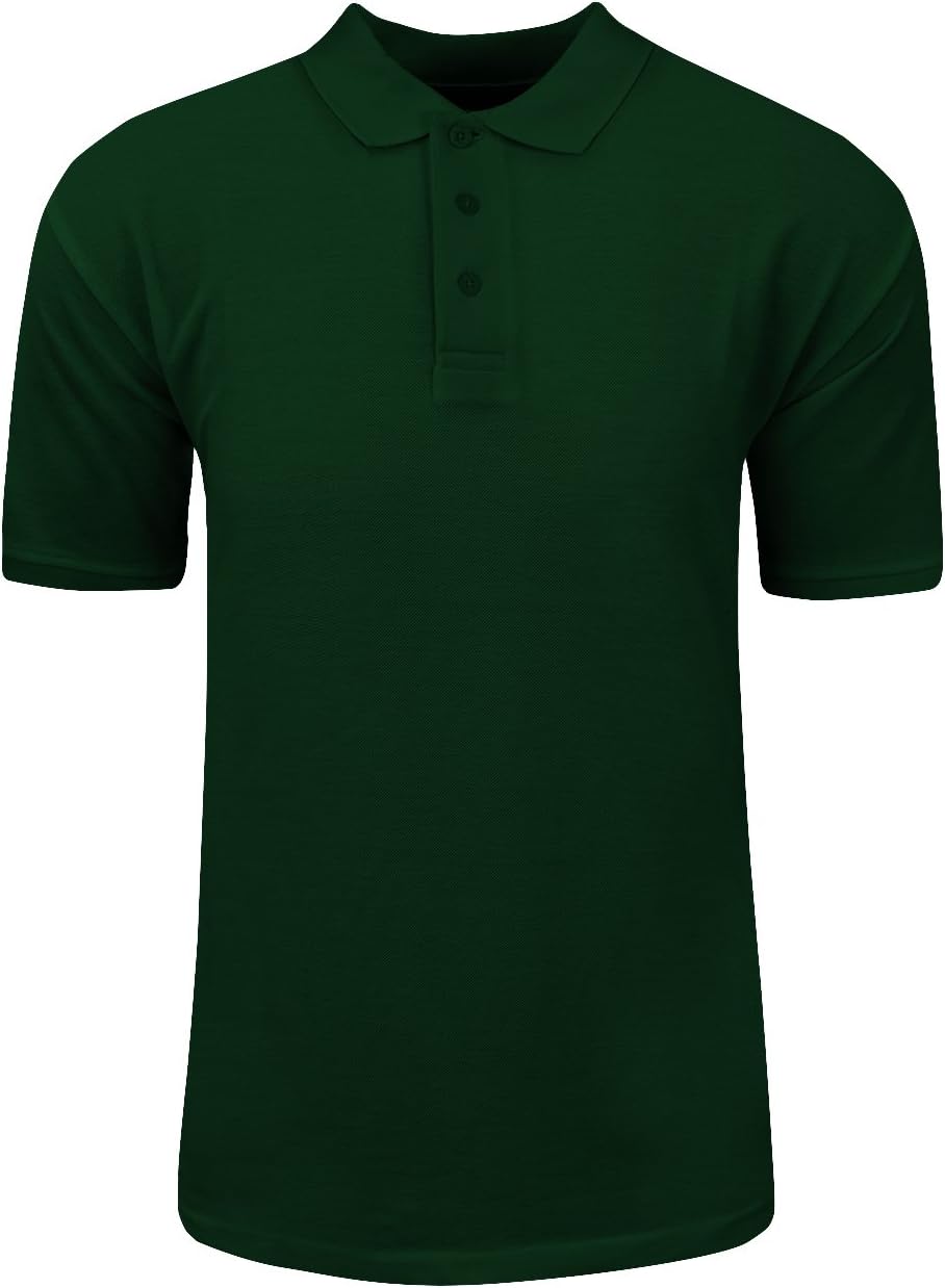 Shaka Wear Men’s Polo Shirt – Classic Pique Short Sleeve Collared Solid Casual CVC Polyester Top Regular Big Size S~5XL