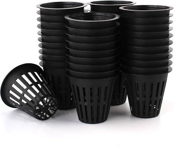 Small Garden Plastic Net Cups Pots Fits in 2 Inch Holes, Set of 40