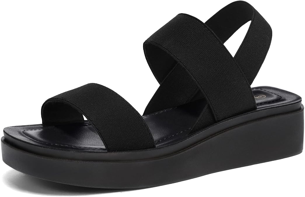mysoft Women's Platform Wedges Sandals Elastic Slingback Summer Shoes