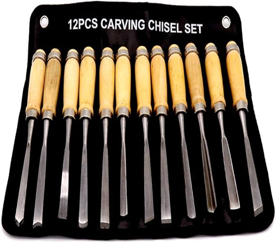 Professional Wood Carving Chisel Set,12 Piece Woodworking Tools Carrying Case,Great for Beginners Carving Chisels and Gouges