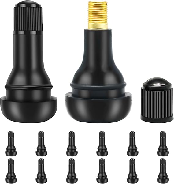 12PCS TR415 Tubeless Valve Stem Rubber Snap Valve Stem Black Standard Length Replacement Tire Valve Stem for Tubeless Rim Holes for Automotive Tires for Standard Vehicle Tires DD008-415