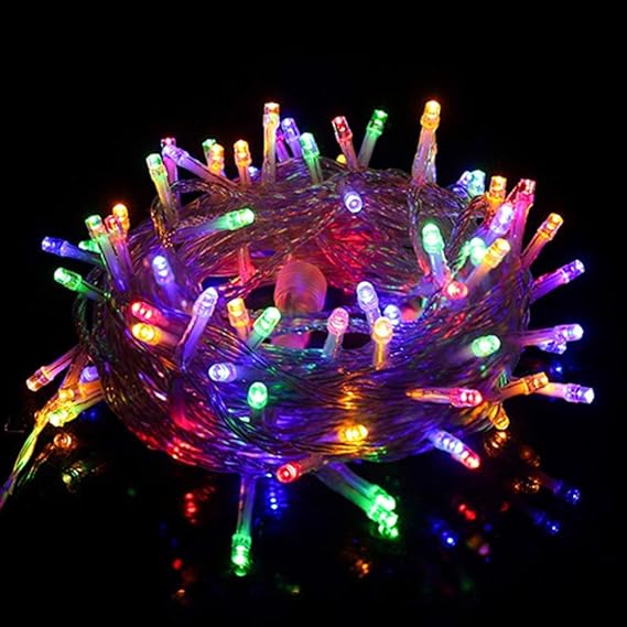 Robeve 10 Metre 100 Ledli Fişli LED Işık RGB Karışık Renk Yılbaşı Led Işık Dekor Lambası Yılbaşı Ağacı Işığı Organizasyon LED Işık Düğün Nişan Kına Organizasyon Işığı Yılbaşı Led Işığı