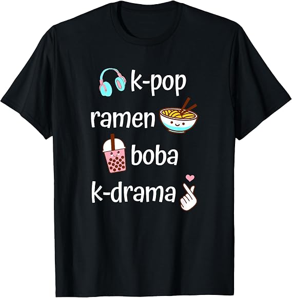 Cute Kawaii K-Pop Ramen Boba Bubble Tea K-Drama Lover T-Shirt
