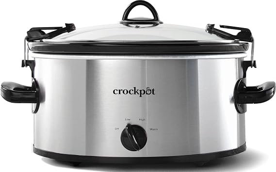 Crock-Pot Cook & Carry 6-Quart Oval Portable Manual Slow Cooker | Stainless Steel (SCCPVL600S)