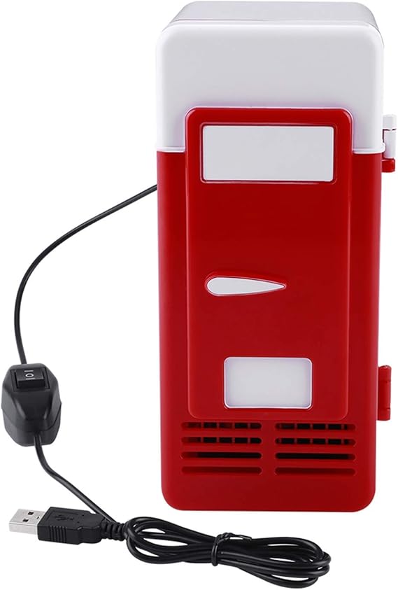 TOPINCN Mini USB Refrigerator Cooler Beverage Drink Cans Refrigerator and Heater for Office Desktop Hotel Home Car (Red)