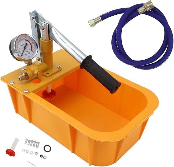 Hydrostatic Test Pump, Manual Water Pressure Test Pump Kit with Gauge, 2.5MPa/362PSI Pipe Leak Detector for Plumbing, Heating, Irrigation, and Pressure Vessel Testing