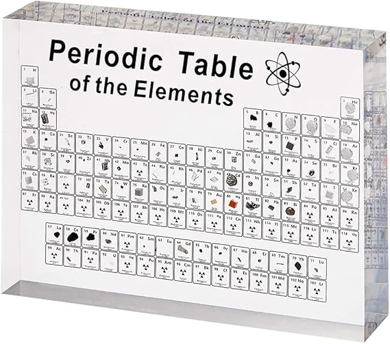 Periodic Table Real Elements, Periodic Table Gifts, Periodic Table with Real Elements Samples, Periodic Table with Real Elements Samples Inside, for Student, Teacher, Gift, Craft, Decoration