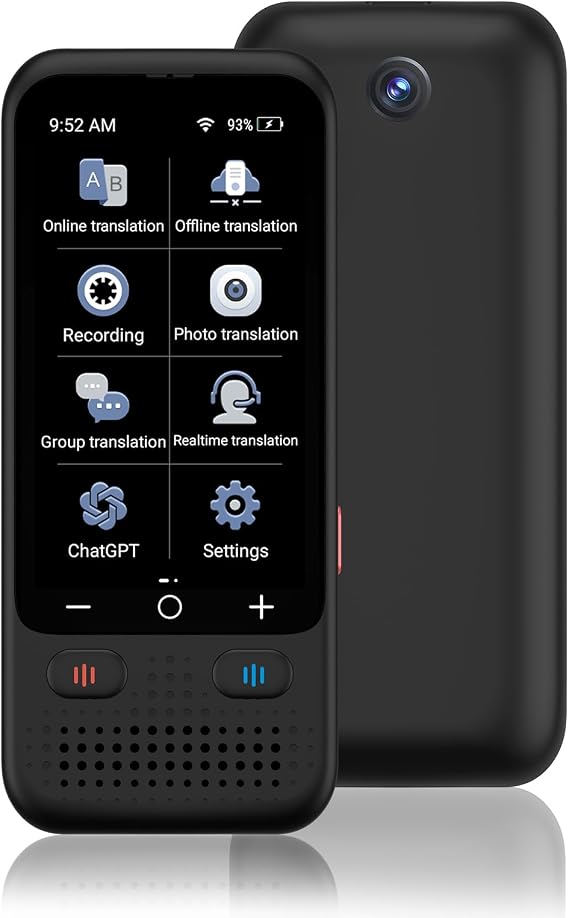 Language Translator Device, Portable 4-Way Translation Device for Voice/Text/Offline/Photo Translation and Chatgpt, 139 Languages Translation in Real Time, Standy 180H, Gift for Business/Traveling 11