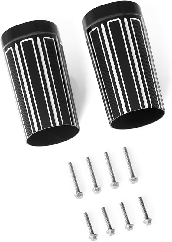 49mm Fork Slider Boots Cover for Harley Touring, FLHR, FLHX, Ultra Limited Low, CVO Street Glide, Bagger (Black, Gauge style)