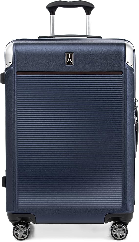 Travelpro Platinum Elite - Equipaje giratorio extensible, Azul marino, Checked - Medium, Platinum Elite - Equipaje giratorio extensible