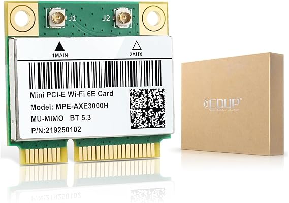 EDUP Intel AX210HMW WiFi Card, Wi-Fi 6E Wireless Card Mini PCIE Interface | Tri-Band Wireless Module for laptop, 802.11AX WiFi Adapter with Bluetooth 5.3, MU-MIMO, Support Windows 11/10 (64bit)/Linux