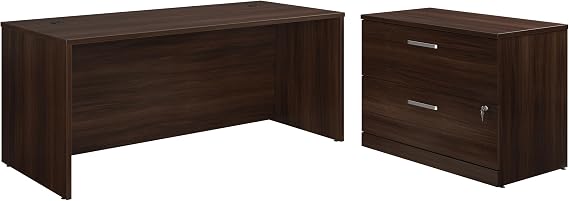 Sauder Office Works Affirm 72x30 Shell & Lateral Ste, Noble Elm Finish