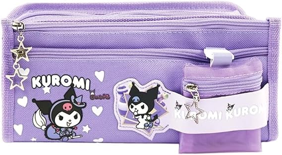 Sanrio Kuromi Mor Yüksek Kapasiteli Çok Gözlü Kalemlik Kalem Kutusu