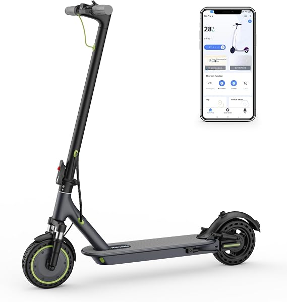 Roinside Electric Scooter - 350W/500W Motor, 8.5"/10''Solid Tires, Up to 19/22MPH& 16/21/23Miles Long-Range Portable Commuting Scooter for Adults with Double Braking System, App
