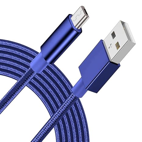 Braided USB Cable Charging Cord/Charger Power Lead Wire Compatible with BlueAnt Pump HD Sportsbuds/Blue / (3m / 9.9ft)