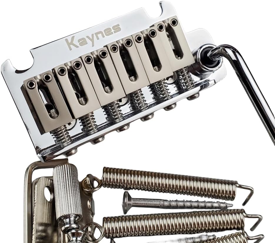 KAYNES 2 point Electric Guitar Tremolo Bridge With Brass Block Compatible with suhr and Fender Strat Style Electric Guitar Chrome Silver KY06 (Brass Block，Chrome)