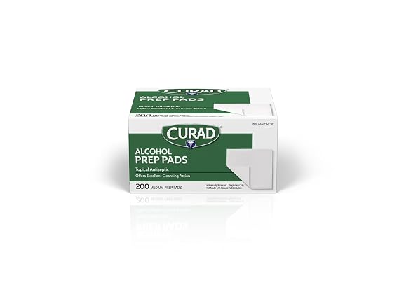 Curad Alcohol Disinfectant Prep Pads, 2-ply, Medium Size, 200 Count