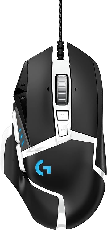 Logitech G502 Hero Special Edition High-Performance Wired Gaming Mouse, 25K Hero Sensor, 25600 DPI, RGB, Adjustable Weight, 11 Programmable Buttons, PC/Mac - Black and White