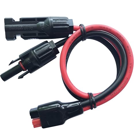 2 Pack Solar Adapter Cable Solar Power Adapter Connector Male and Female Solar Panel Cable Kits -10AWG 60cm/2ft