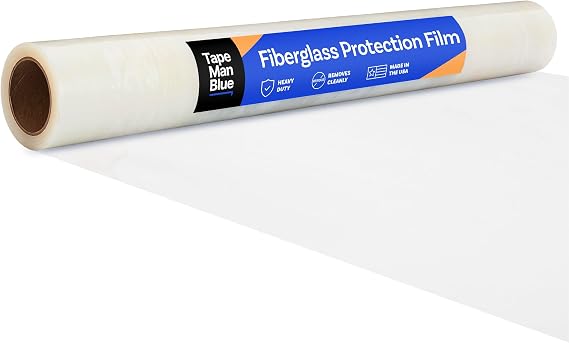 Fiberglass Protection Film, 36 inch x 200 feet, Made in USA, Protective Film for Embossed and Textured Surfaces, Clear Self Adhesive Fiberglass Protector with Clean Removal
