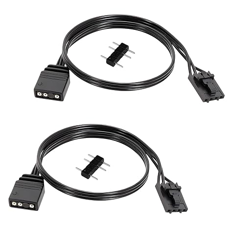 2 Pack 4 Pin RGB to 3 Pin ARGB Adapter Connector - 25cm Extension Cable Compatible with Corsair Controller QL LL120 iCUE - 12V to 5V Converter Connector for ARGB Lighting Devices Shenguang Sync System