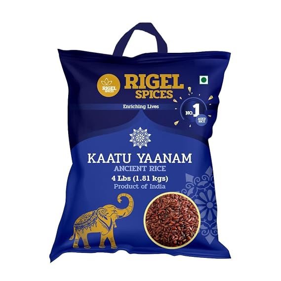 Rigel Spices | Forest Elephant Red Rice (4 Lb) | Kaatu Yaanam Ancient Rice | Kattuyanam rice | 12+months aged | GLUTEN FREE