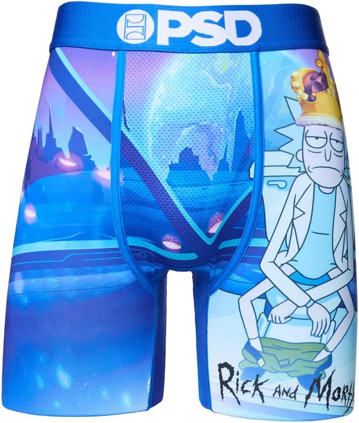 PSD Mens Boxer Briefs - Rick & Morty King Shit, 7 Inch Inseam, Moisture-Wicking, 4-Way Stretch, Boxer Briefs for Men, Large