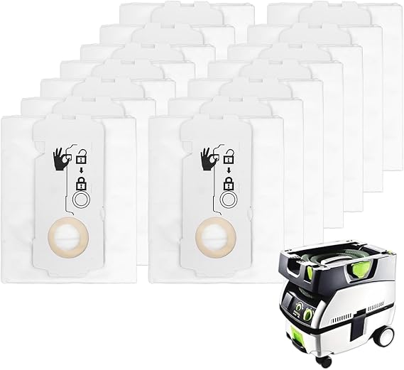 12 Pack Dust Bags for Festool Hoover Bags,Festool Midi Dust Bags,Compatible With Festool Ct Midi I/Ctc Mini/Midi/Ct 15 Dust Extractor Manufactured From 2019