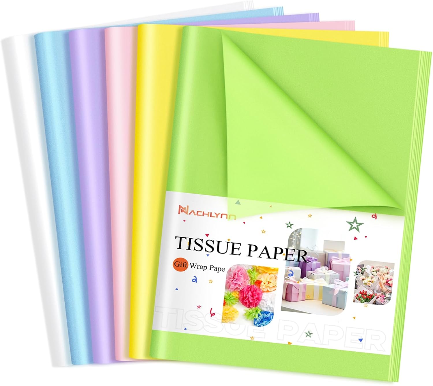 NACHLYNN 54 Sheets Easter Tissue Paper 14 x 20inch Multicolor Gift Wrapping Paper Bulk Art Tissue Paper for Easter DIY Crafts Decor Gift Wedding Birthday Holiday