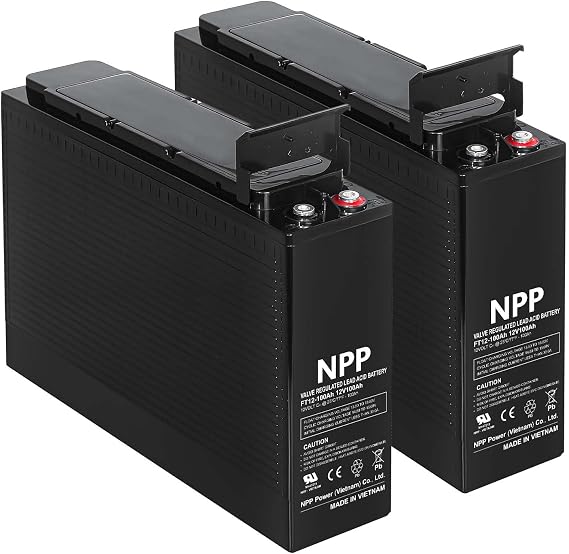 NPP FT12-100Ah (2 Pcs) 12V 100Ah Front Access AGM Deep Cycle SLA Battery | The Ultimate Battery You Can Finally Feel Confident | for Telecommunication System, UPS and Off-Grid Solar System