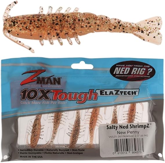 Z-Man SNS25-261PK6 Salty Ned Shrimpz 2.5" New Penny 6 Pack