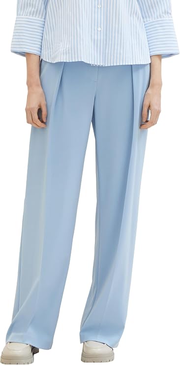 TOM TAILOR Women's Lea Straight Fit Wide Leg Trousers