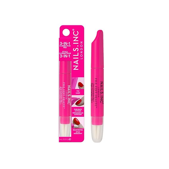 Nails Inc 3-in-1 Polish Corrector Pen, Cuticle Pusher & Nail File (0.13 oz)