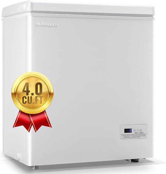 Deep Freezer with Electronic Control Freestanding Freezers with 2Removable Stainless Steel Basket Mini Freezer Top Open Door Compact Freezer Ideal for Office Basement Kitchen WHITE