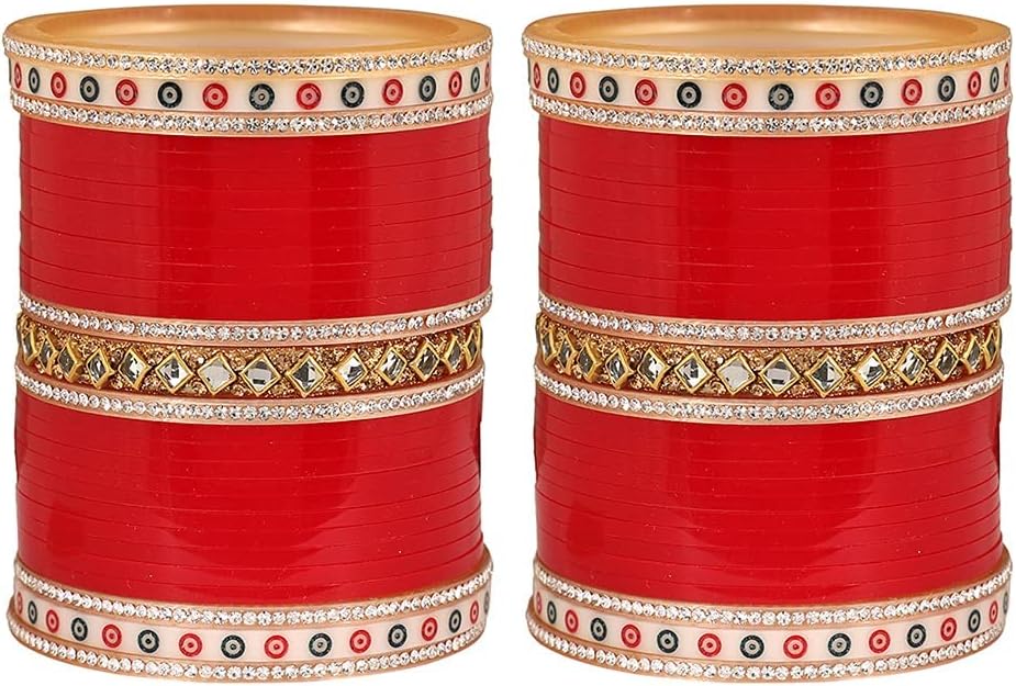 Exclusive Punjabi Collection Full Bridal Chura for Wedding Ceremony Fabulous Design Build Quality Beautifully Made Chura Bangle Set for Girls (Design-1)