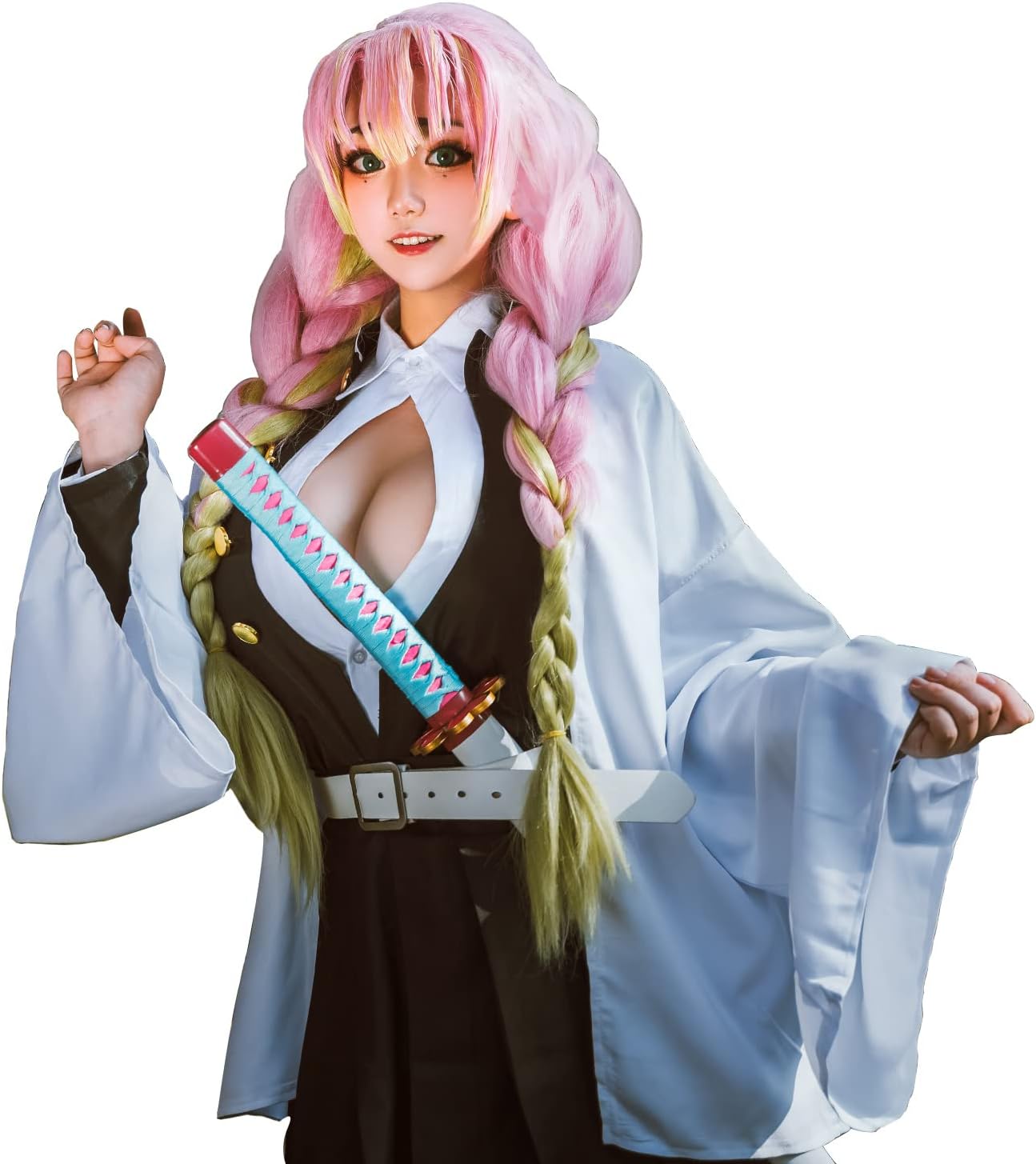 Mitsuri Cosplay Anime Tanjiro Zenitsu Costume Adult Outfit