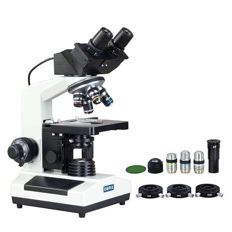 OMAX MD827S30-PHD 3MP Digital Integrated Microscope - 40X-2000X Magnification - Compound Binocular Microscope with Phase-Contrast Kit & Halogen Illumination