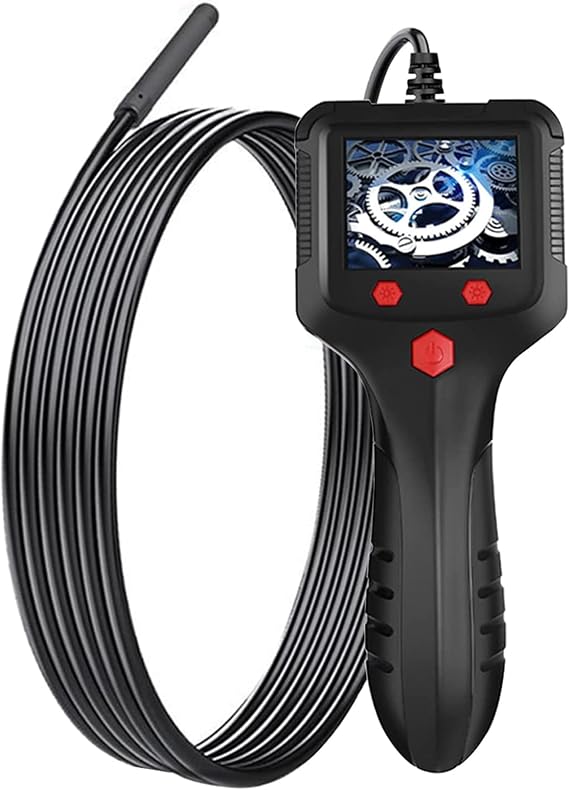 Handheld Endoscope Camera, Portable 2.4 Inch IPS Screen Industrial Endoscope with 6 LED Lights for Sewer and Automotive Inspection, 15M