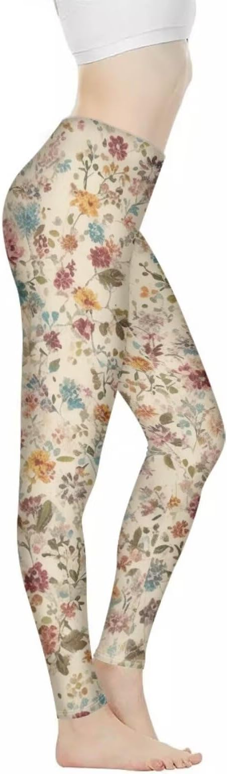 Leopard High Waisted Leggings for Women, Strawberry Tummy Control Yoga Pants Halloween Pumpkin Gym Yoga Leggings