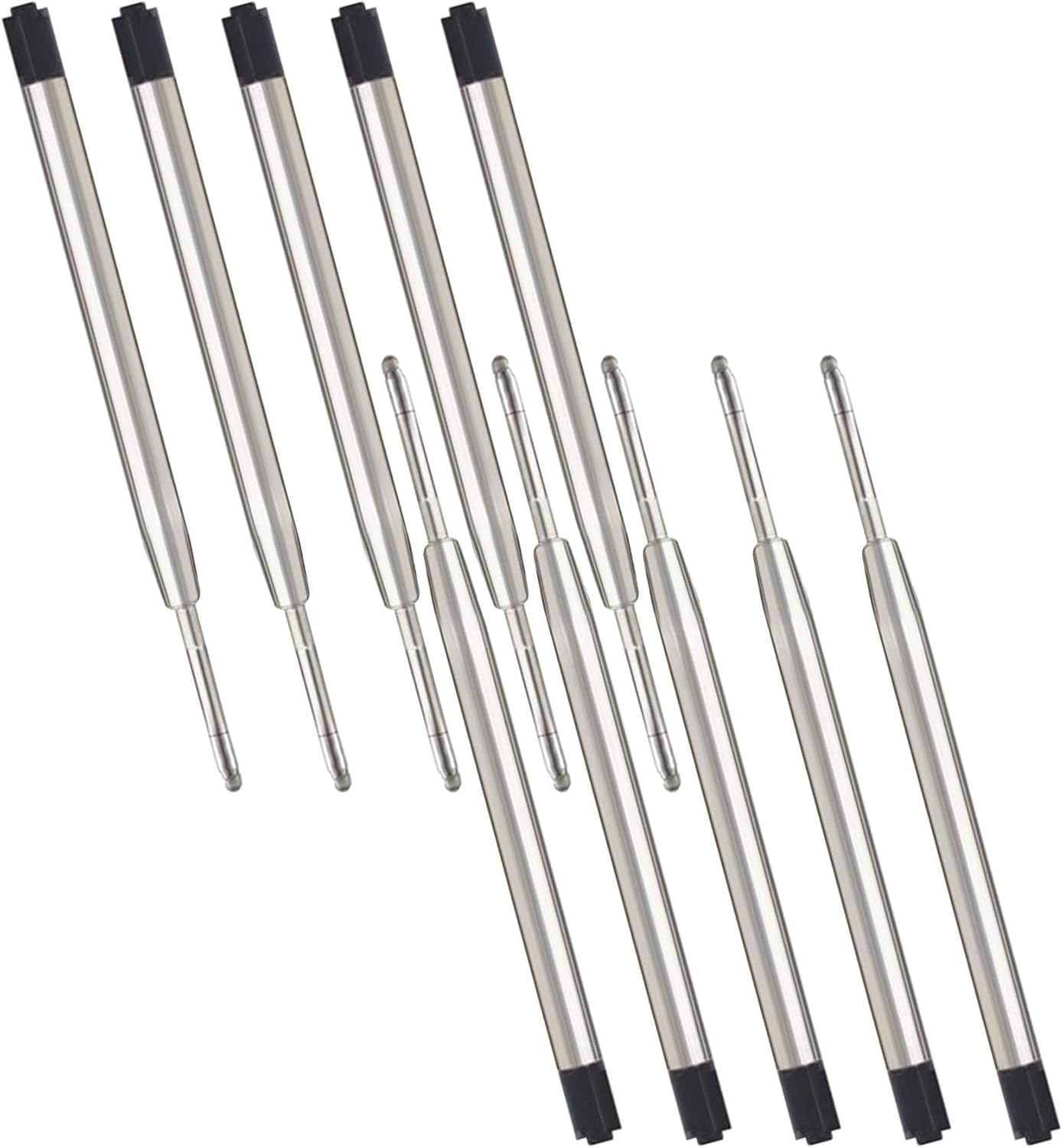 10 x Replaceable Metal Ballpoint Pen Refills, Black Ink Pen Refills for Parker Ballpoint Pens, Medium Point Pen Refills for School and Office Supplies
