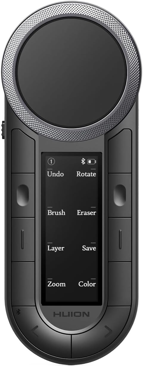 HUION Keydial Remote Bluetooth Macro Pad, 6-Set 8 Customized Keys & 2 Dial | Wireless Programmable Keypad, OLED Display, Work with PC, Mac, Mobile, One-Hand Shortcut Keyboard for Drawing Tablet, Laptops