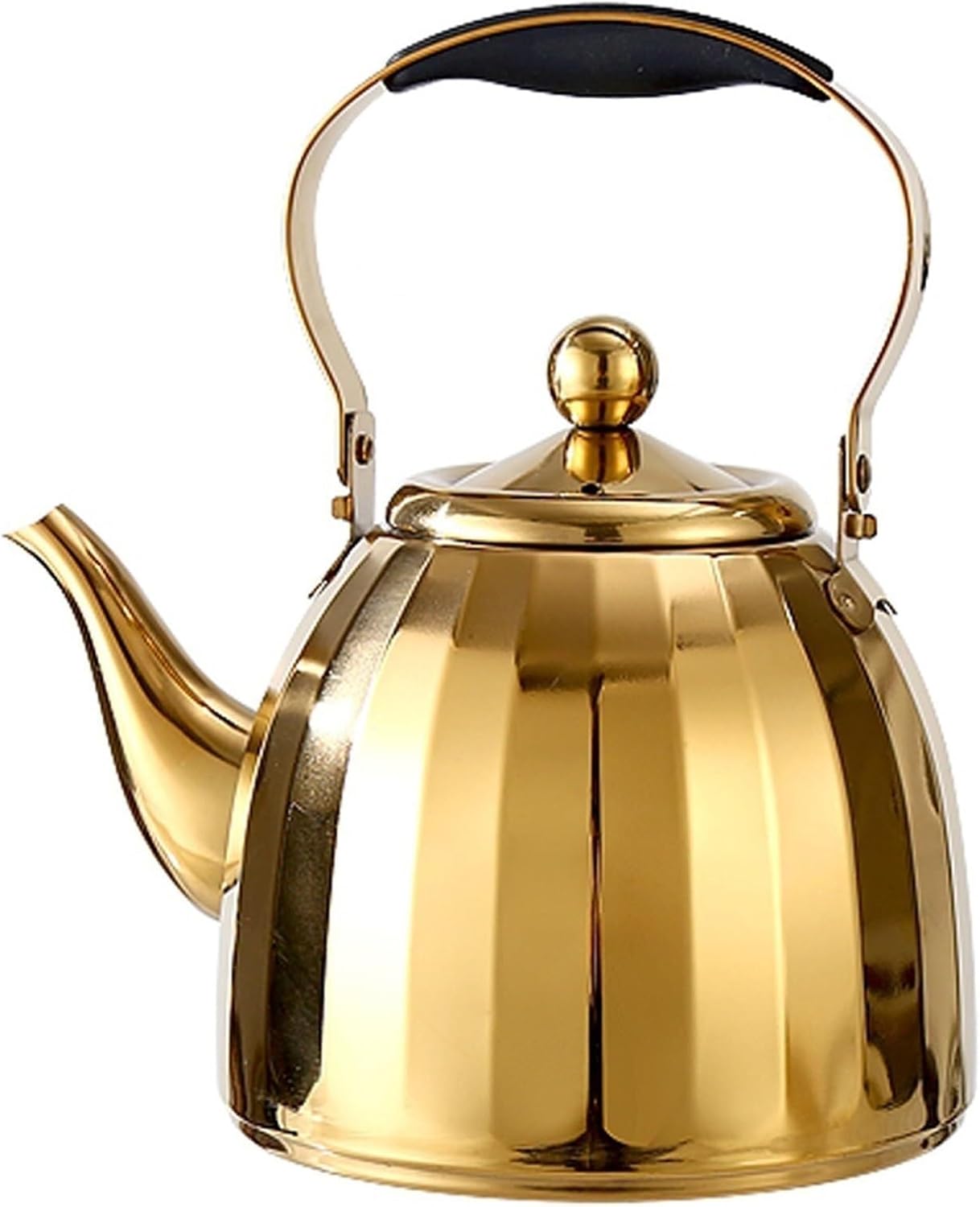 10pcs Whistling Stylish Gold Stainless Steel Teapot with Infuser - 304 Food Grade Kettle for All Stovetops(1.1 Quart)