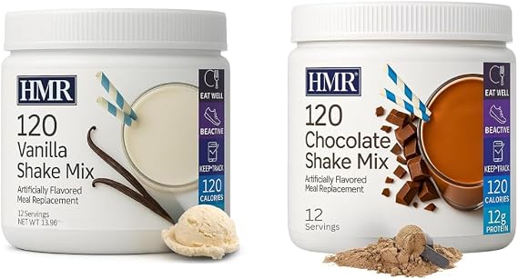 HMR 120 Vanilla & Chocolate Shake Meal Replacement Powder | Low Calorie Nutritional Drink Mix for Weight Loss | 12g Protein per Serving | 12 Servings Each | Healthy Meal Replacement Shakes