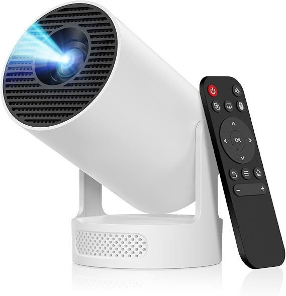 Mini Projector, 4K Support HY300 Ultra Projector with Wifi6 and Bluetooth, 5w Soundbase Speaker, Auto Vertical Keystone 210°Rotatable Portable Proyector for Home Bedroom Outdoor